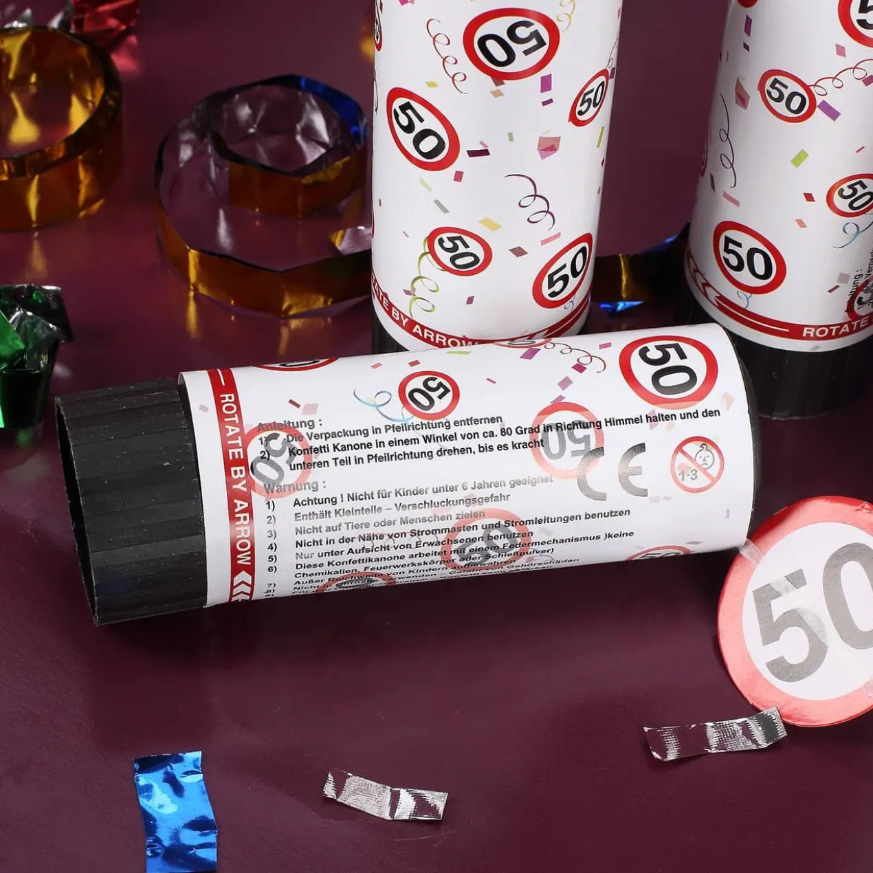 Mini-Konfetti-Kanonen mit Jahreszahl - 4er Set