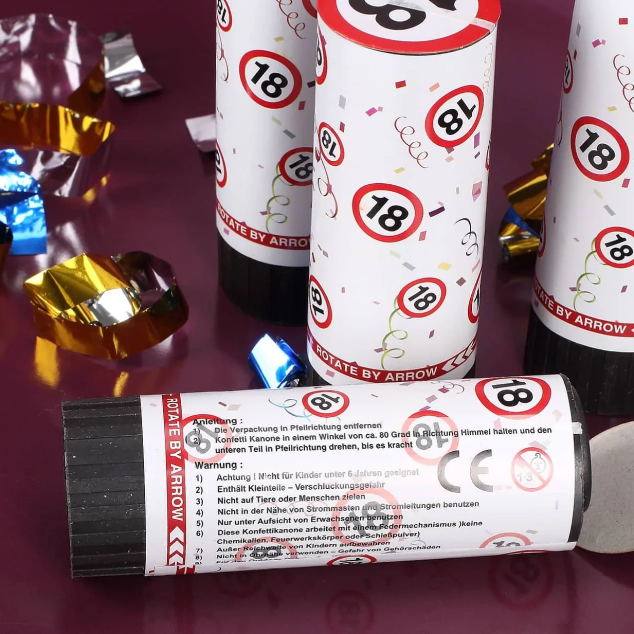 Mini-Konfetti-Kanonen mit Jahreszahl - 4er Set
