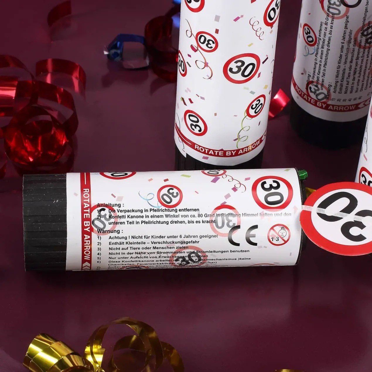 Mini-Konfetti-Kanonen mit Jahreszahl - 4er Set