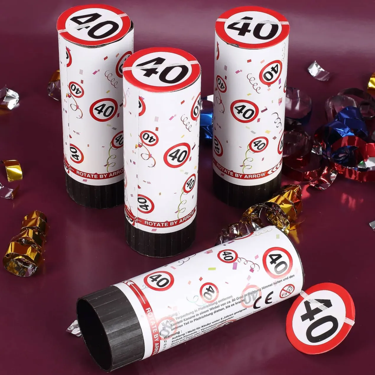 Mini-Konfetti-Kanonen mit Jahreszahl - 4er Set