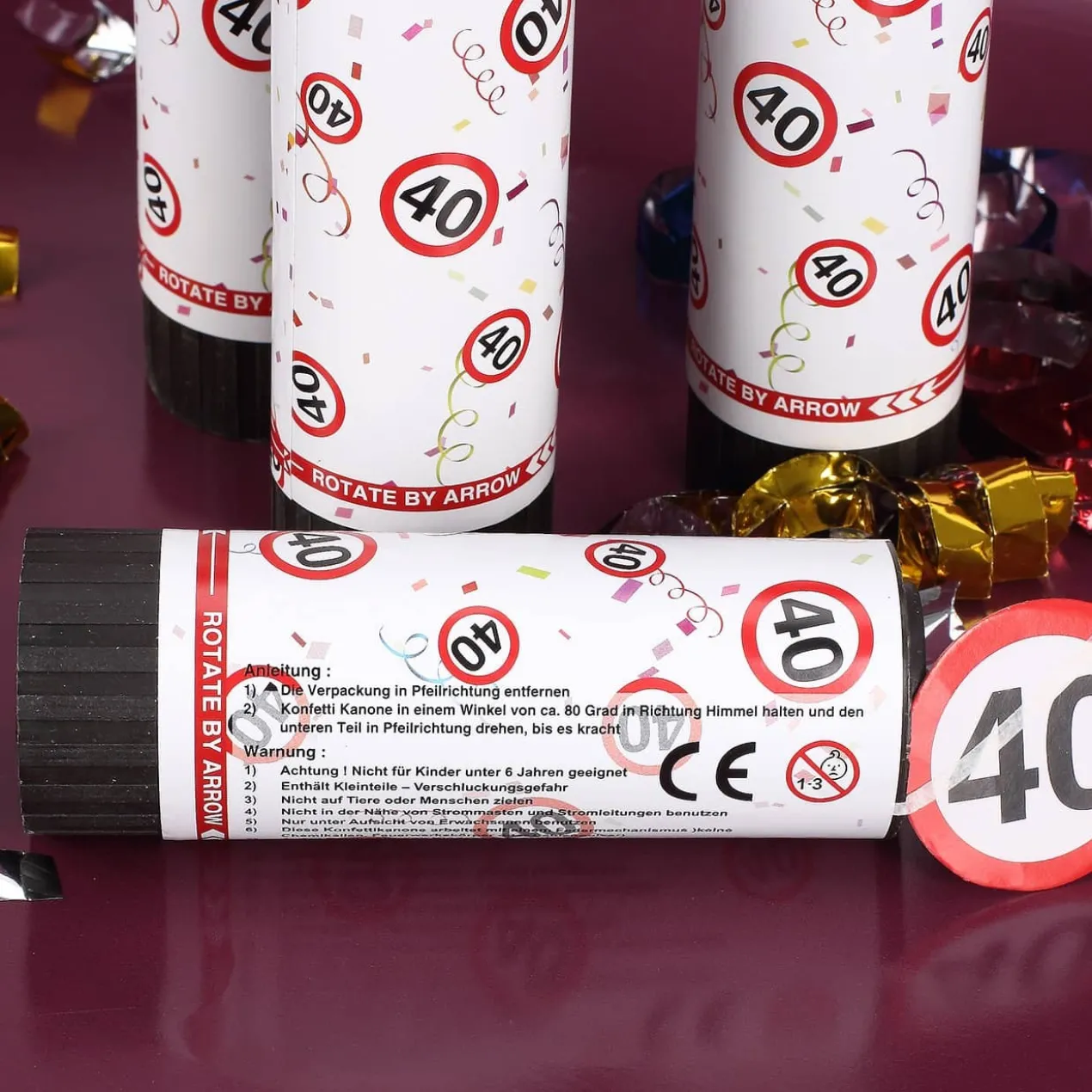 Mini-Konfetti-Kanonen mit Jahreszahl - 4er Set