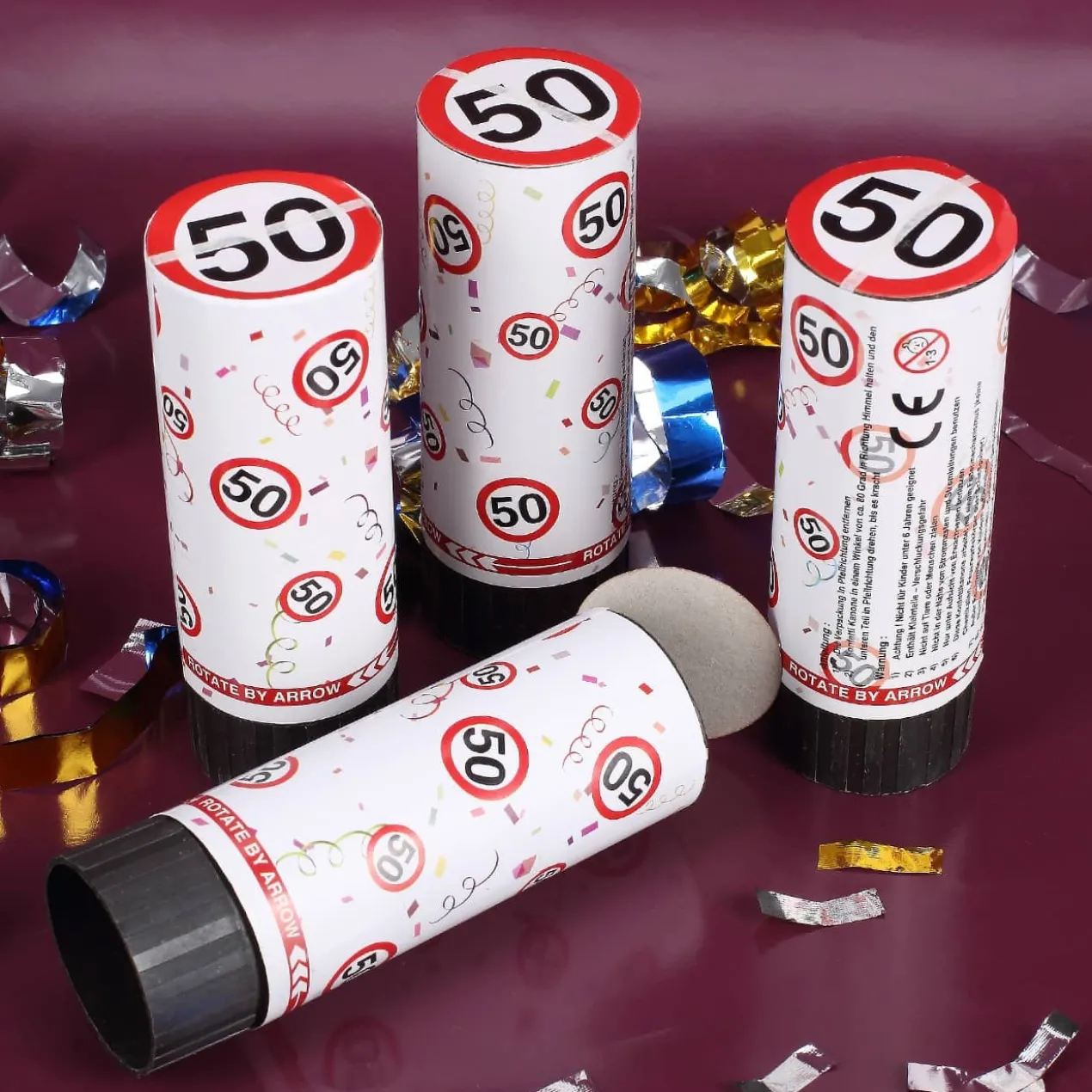 Mini-Konfetti-Kanonen mit Jahreszahl - 4er Set