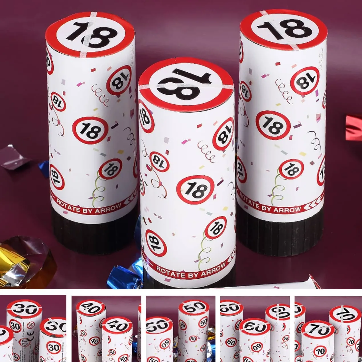 Mini-Konfetti-Kanonen mit Jahreszahl - 4er Set