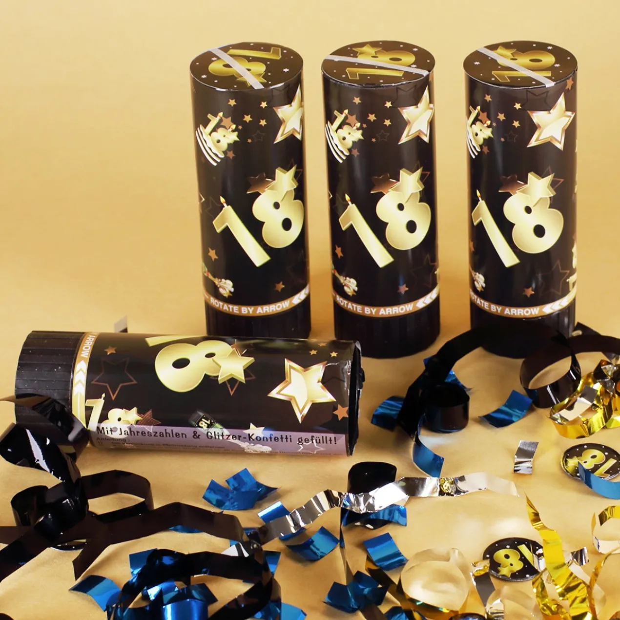 Mini-Konfetti-Kanonen zum Geburtstag - 4er Set