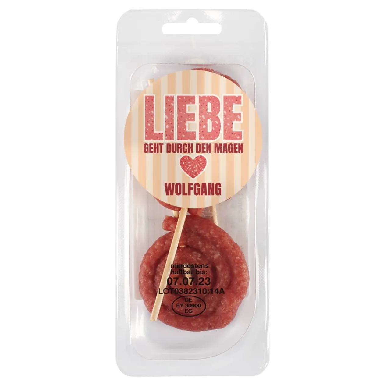 Mini Salami Snack - Liebe geht durch den Magen - mit Name