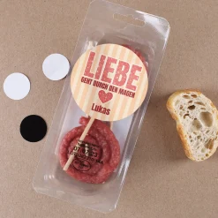 Mini Salami Snack - Liebe geht durch den Magen - mit Name