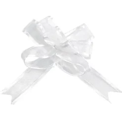 5 Mini Schleifenbänder aus Organza in Weiß