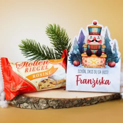 Mini-Stollen mit personalisierter Geschenkverpackung | 80g | Nussknacker-Motiv