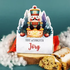 Mini-Stollen mit personalisierter Geschenkverpackung | 80g | Nussknacker-Motiv