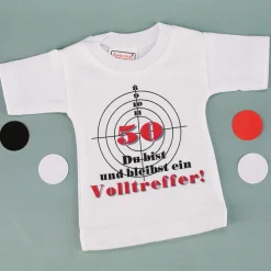 Mini T-Shirt für Flaschen: 50 Du bist und bleibst ein Volltreffer