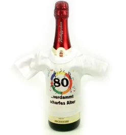 Mini T-Shirt für Flaschen: 80 - verdammt scharfes Alter!