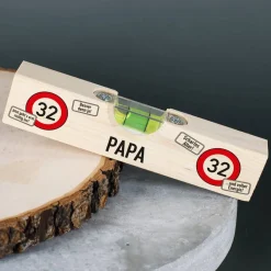 Mini Wasserwaage aus Holz mit zum Geburtstag mit Aufdruck