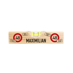 Mini Wasserwaage aus Holz mit zum Geburtstag mit Aufdruck