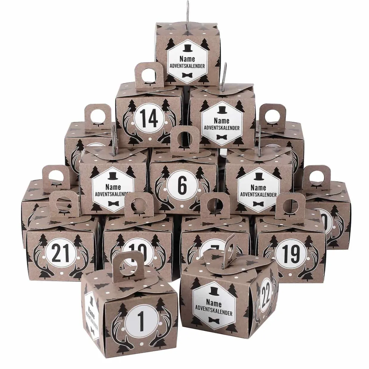 Männer Adventskalender mit Wunschname - 24 Schachteln zum befüllen