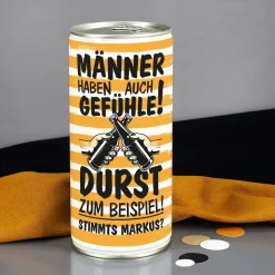 Männer haben auch Gefühle! - 1 Liter Bierdose mit Spruch und Ihrem Wunschtext