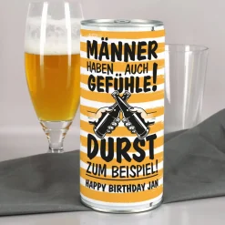 Männer haben auch Gefühle! - 1 Liter Bierdose mit Spruch und Ihrem Wunschtext
