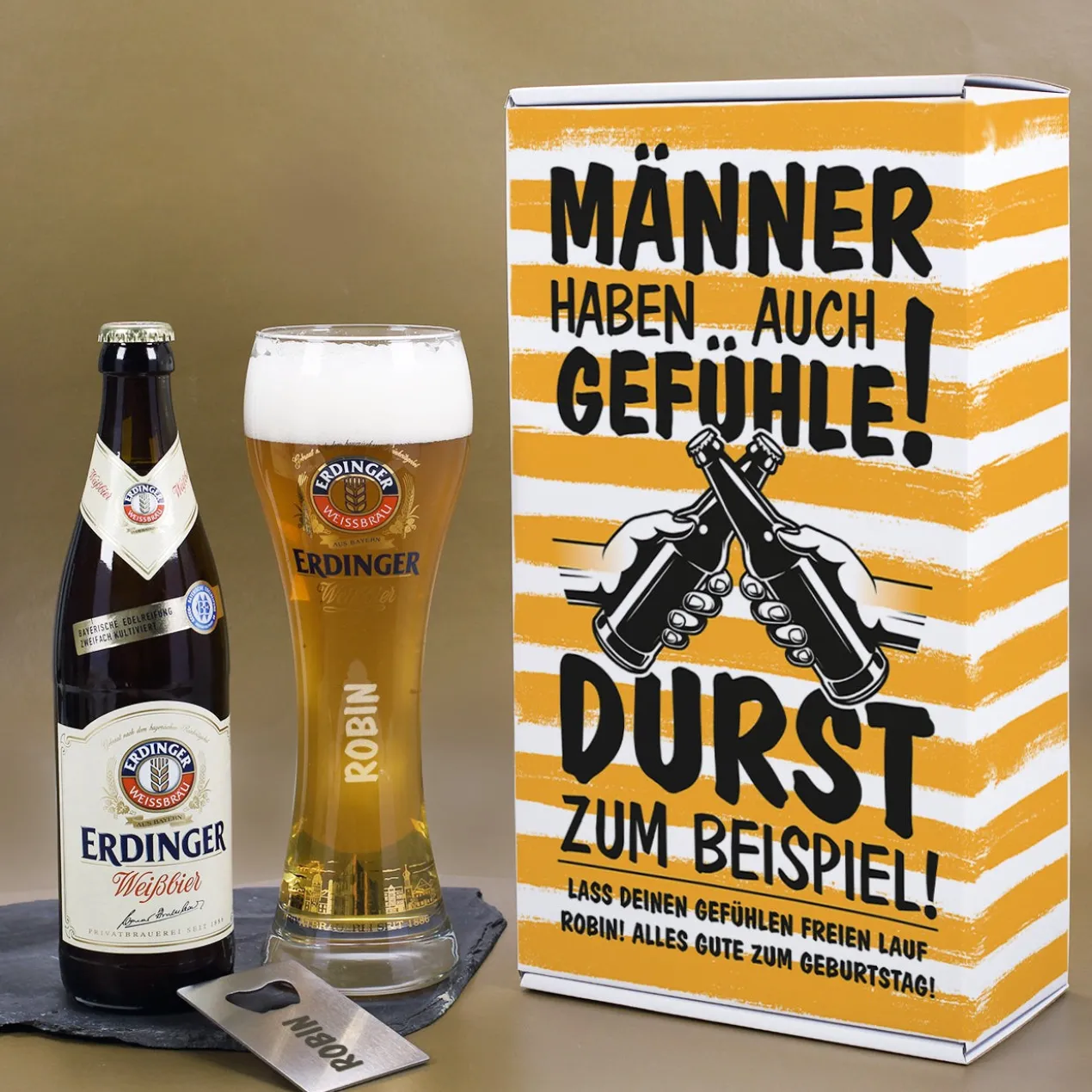 Männer haben auch Gefühle! Weißbier Geschenkset für Männer | Mit oder ohne Alkohol