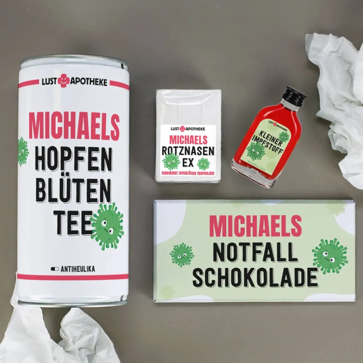 Männerschnupfen Survival Box - Erste Hilfe Set bei großem Mimimi
