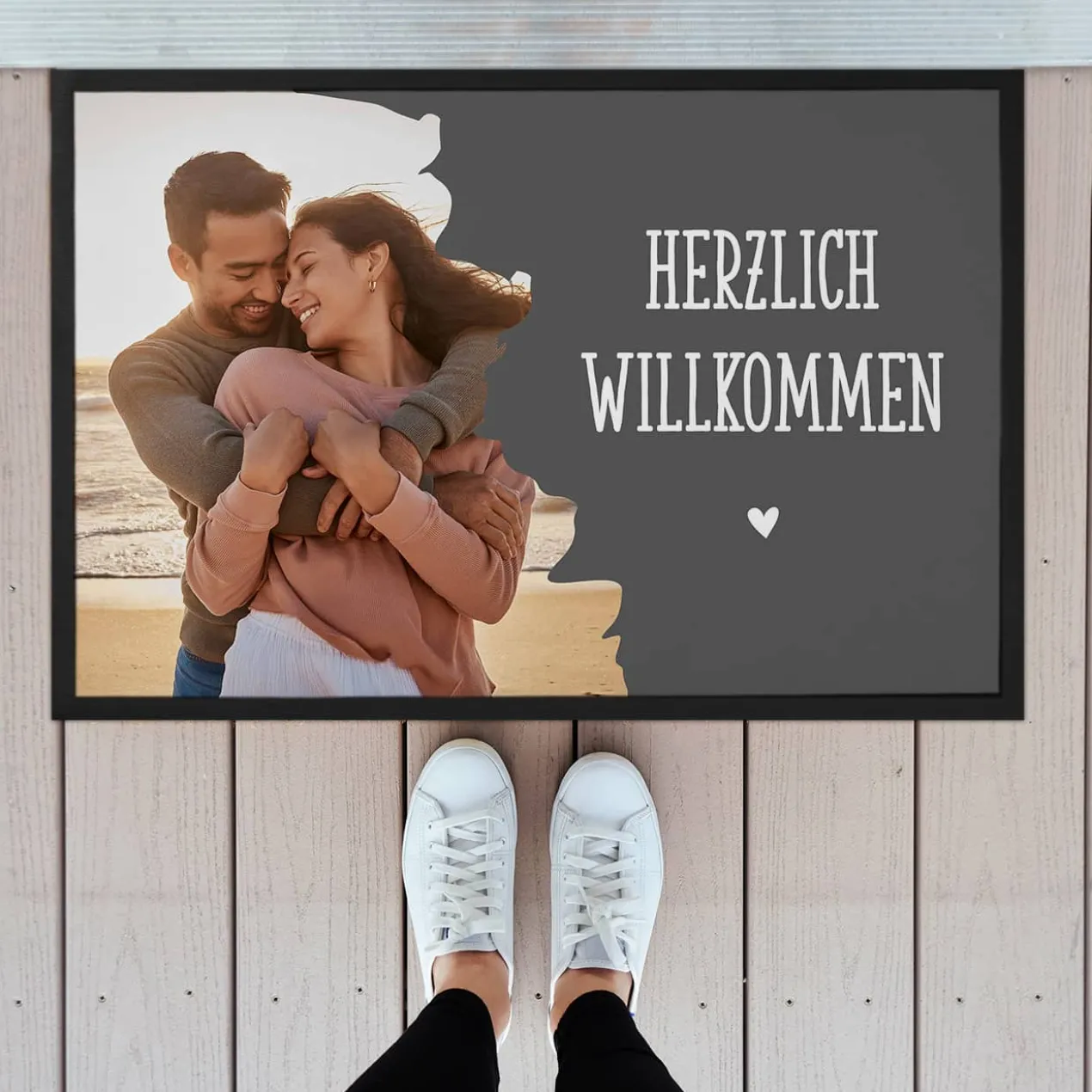 Moderne Foto-Fußmatte mit Ihrem Wunschtext