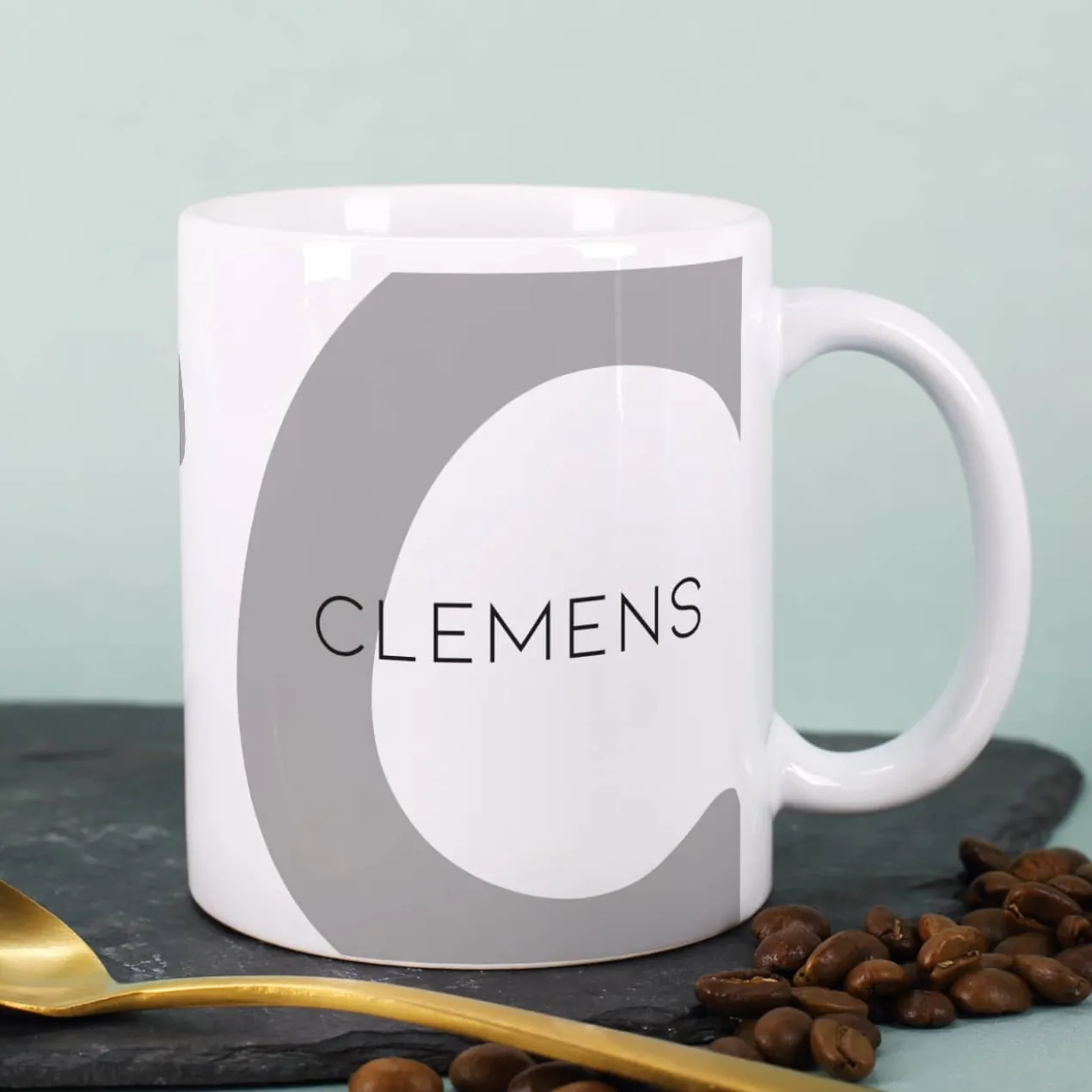 Moderne Keramiktasse - Monogramm - in verschiedenen Farben