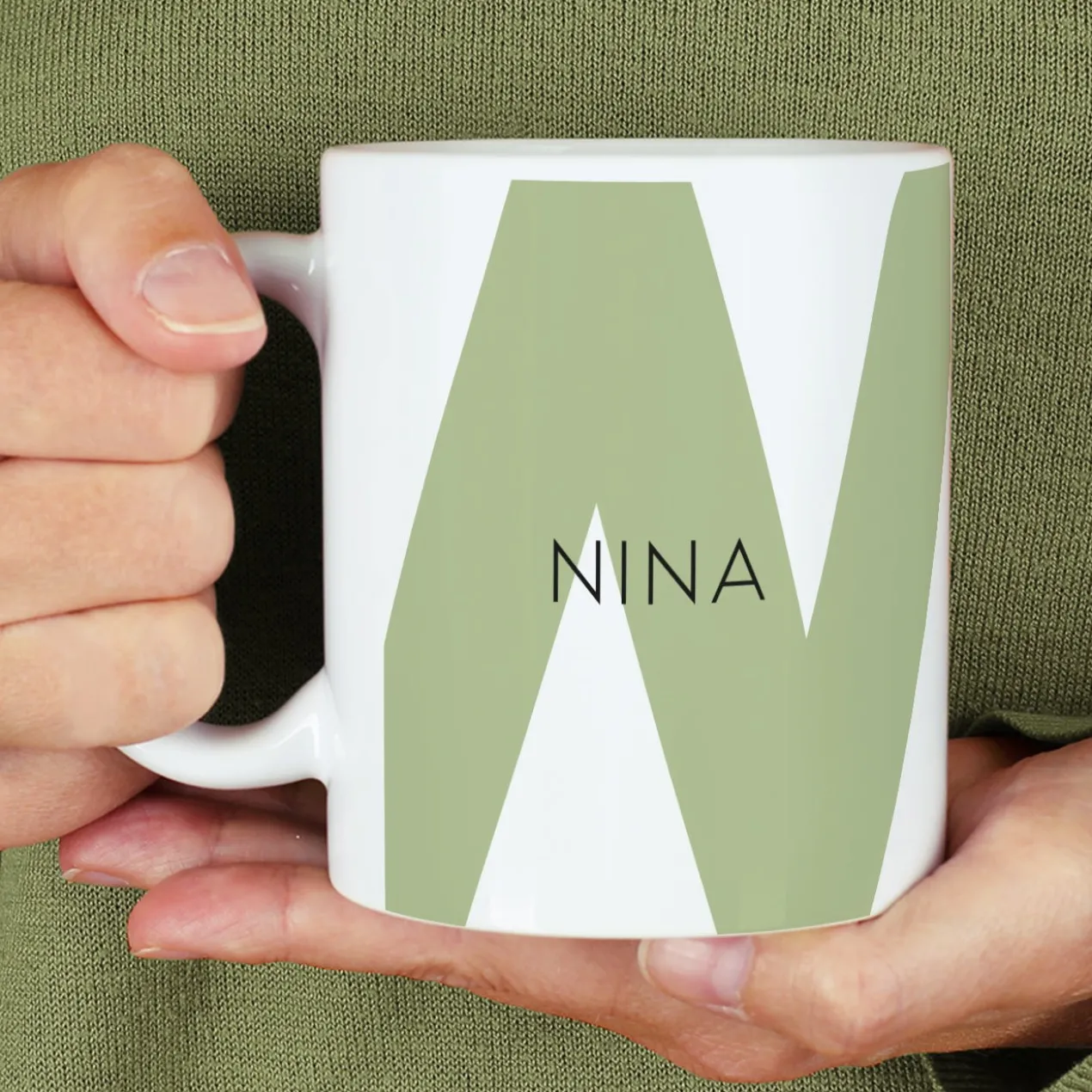 Moderne Keramiktasse - Monogramm - in verschiedenen Farben