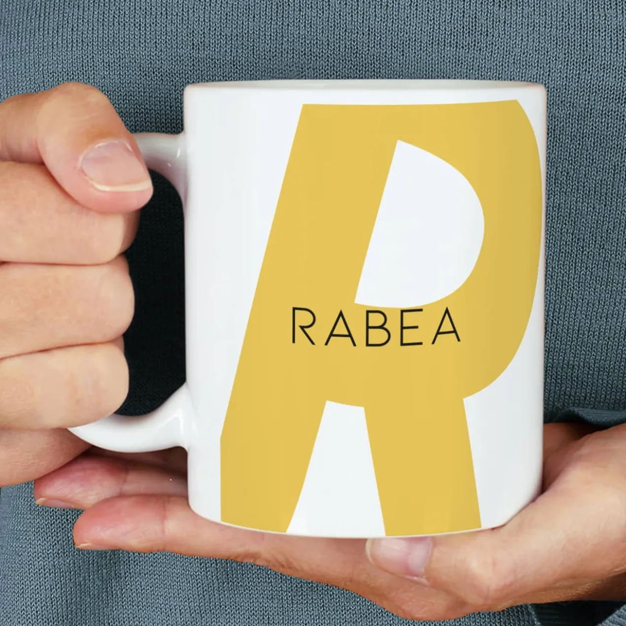 Moderne Keramiktasse - Monogramm - in verschiedenen Farben