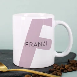 Moderne Keramiktasse - Monogramm - in verschiedenen Farben