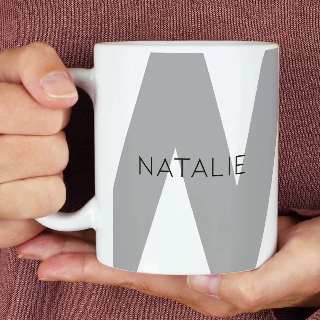 Moderne Keramiktasse - Monogramm - in verschiedenen Farben