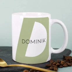 Moderne Keramiktasse - Monogramm - in verschiedenen Farben