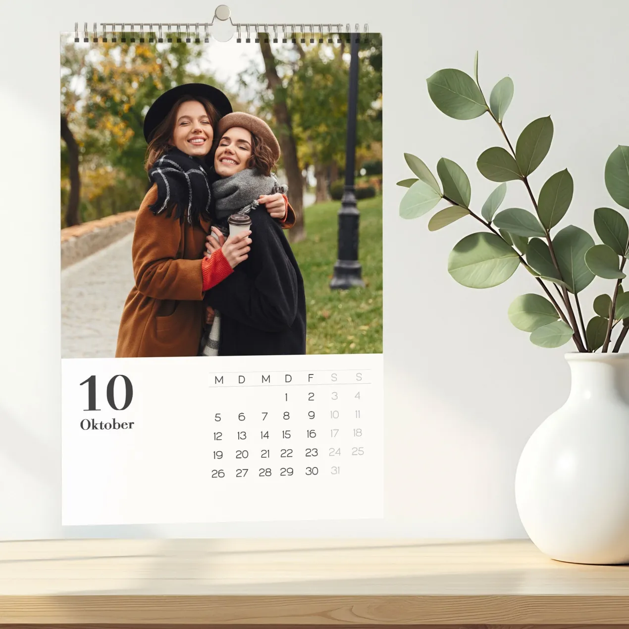 Moderner Foto-Wandkalender 2026 mit Wunschtext in verschiedenen Formaten