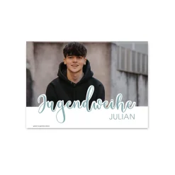 Modernes Banner zur Jugendweihe mit Foto und Name in verschiedenen Farben