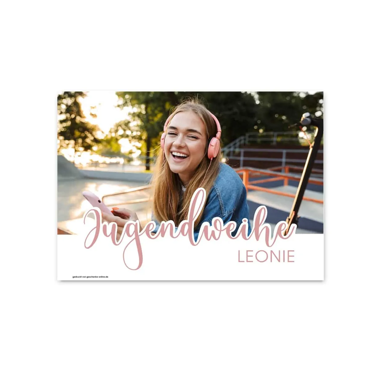 Modernes Banner zur Jugendweihe mit Foto und Name in verschiedenen Farben