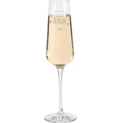 Modernes Sektglas zum Geburtstag mit Gravur