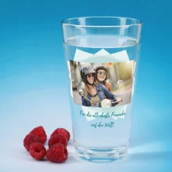 Modernes Trinkglas mit Ihrem Foto in Hoch- oder Querformat