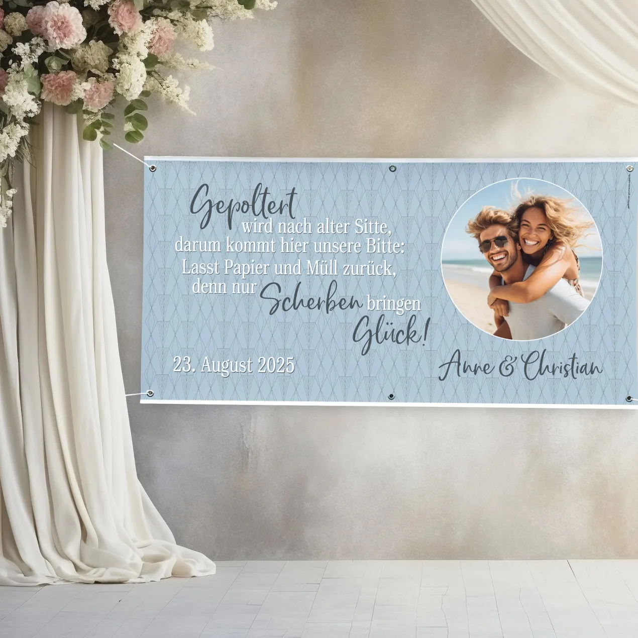 Modernes XXL Banner zum Polterabend mit Foto