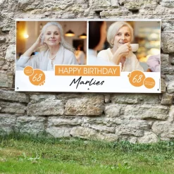 Modernes XXL Geburtstagsbanner mit 2 Foto in verschiedenen Farben