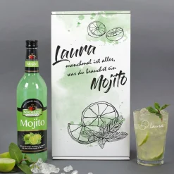 Mojito-Geschenkset mit graviertem Longdrinkglas und personalisierter Verpackung