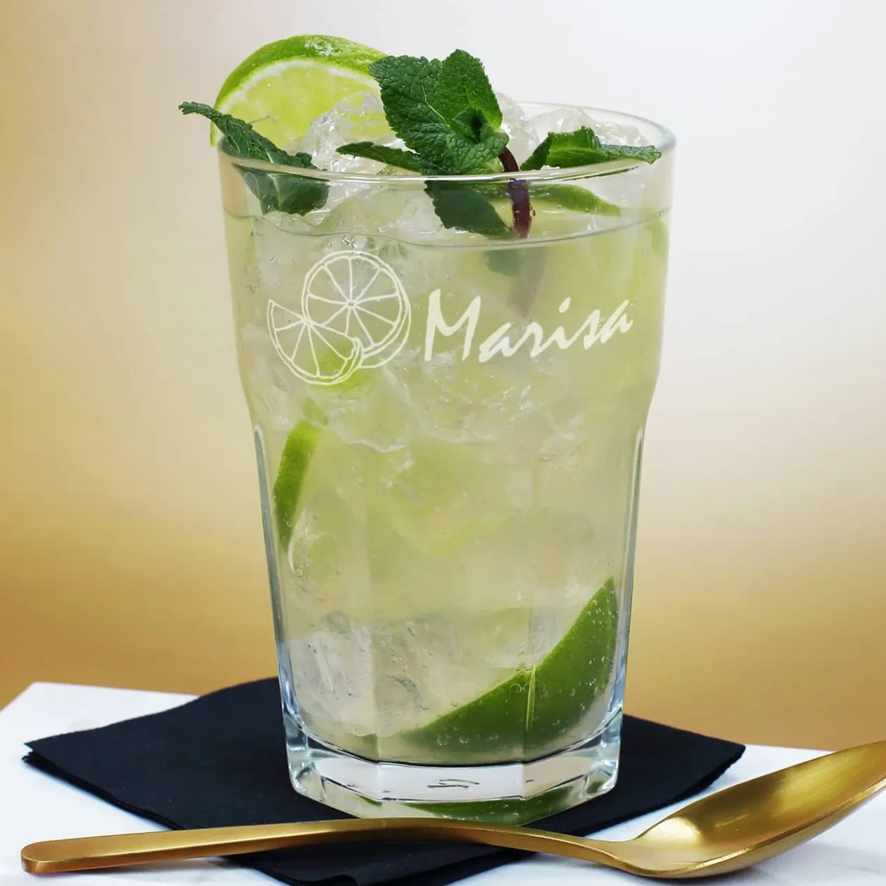Mojito-Geschenkset mit graviertem Longdrinkglas und personalisierter Verpackung
