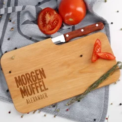 Morgenmuffel Messerbrett mit Ihrem Wunschnamen graviert