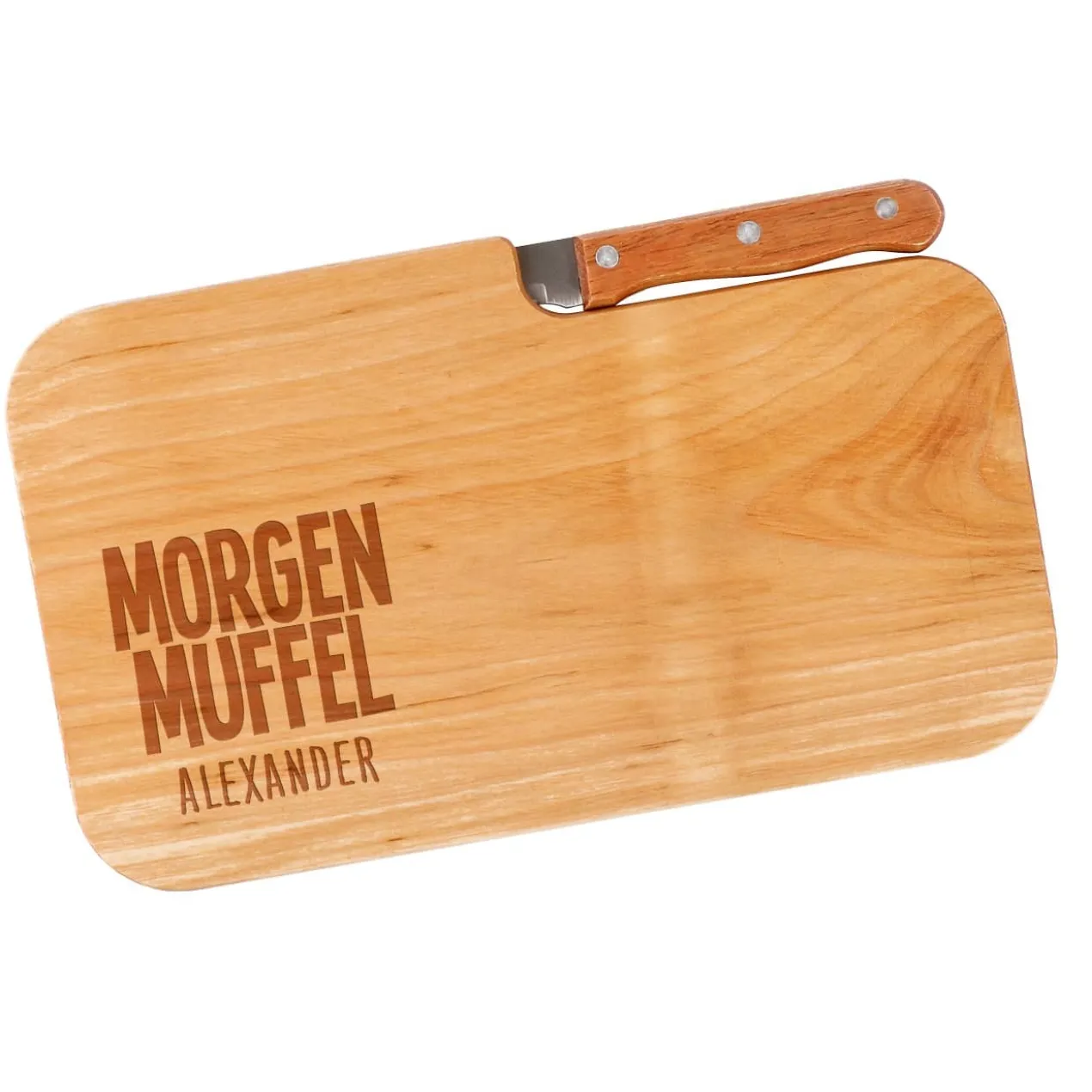 Morgenmuffel Messerbrett mit Ihrem Wunschnamen graviert