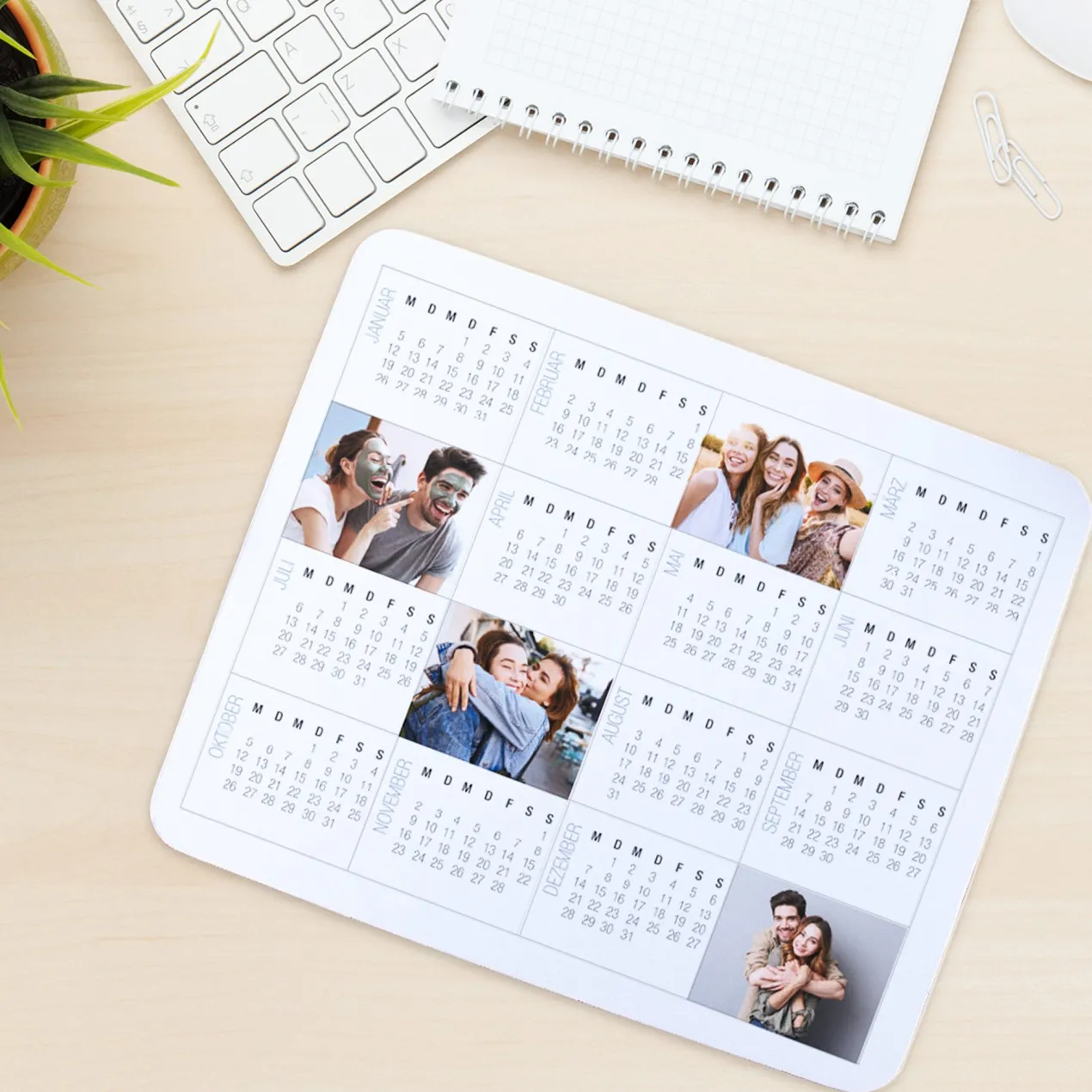 Mousepad mit Kalender 2026 und Fotoaufdruck