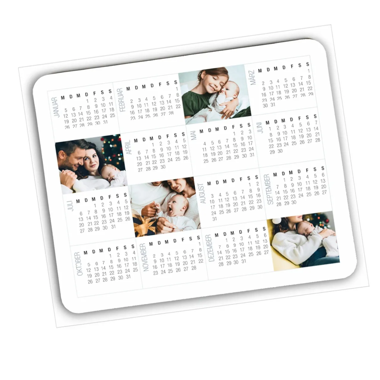 Mousepad mit Kalender 2026 und Fotoaufdruck