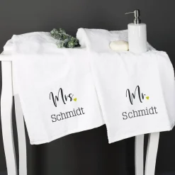 Mr & Mrs - Handtuch-Set mit Name bestickt, 2 Größen