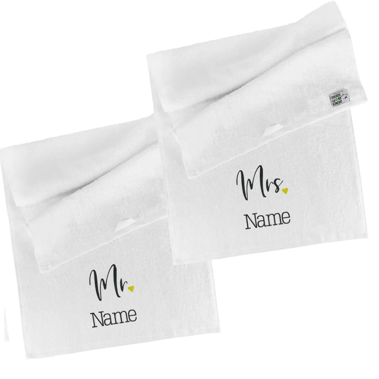 Mr & Mrs - Handtuch-Set mit Name bestickt, 2 Größen