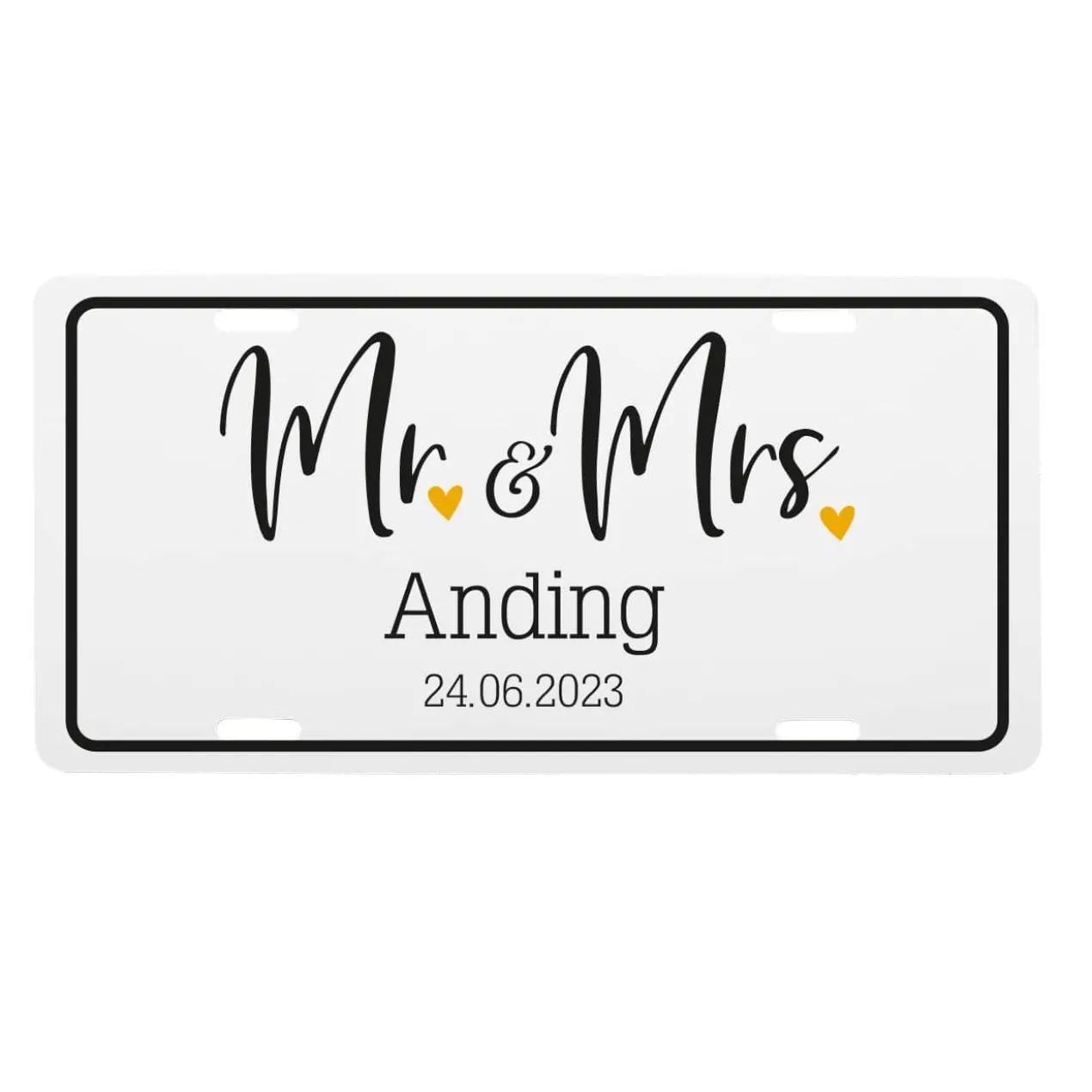 Mr & Mrs Nummernschild als Geschenk zur Hochzeit