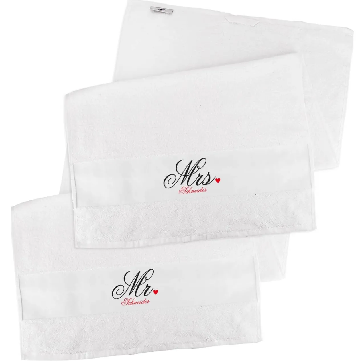 Mr und Mrs Handtuch - Set für Paare mit Name