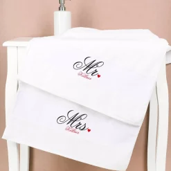 Mr und Mrs Handtuch - Set für Paare mit Name