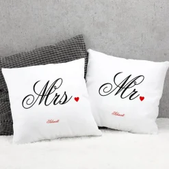Mr und Mrs Kissen - Set für Paare mit Familienname