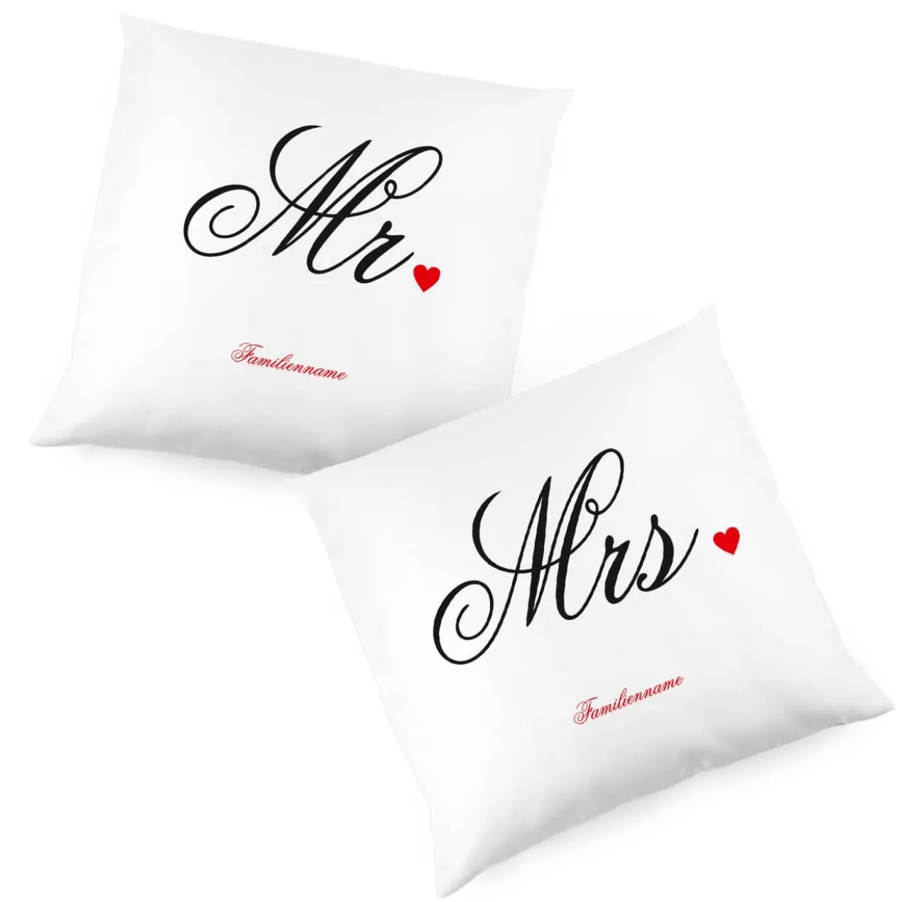 Mr und Mrs Kissen - Set für Paare mit Familienname