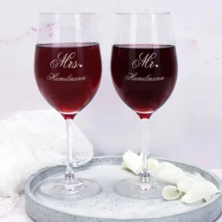 Mr. und Mrs. Weingläser im Set zur Hochzeit